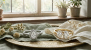 Pear shaped diamond halo ring and a pear and oval toi et moi ring