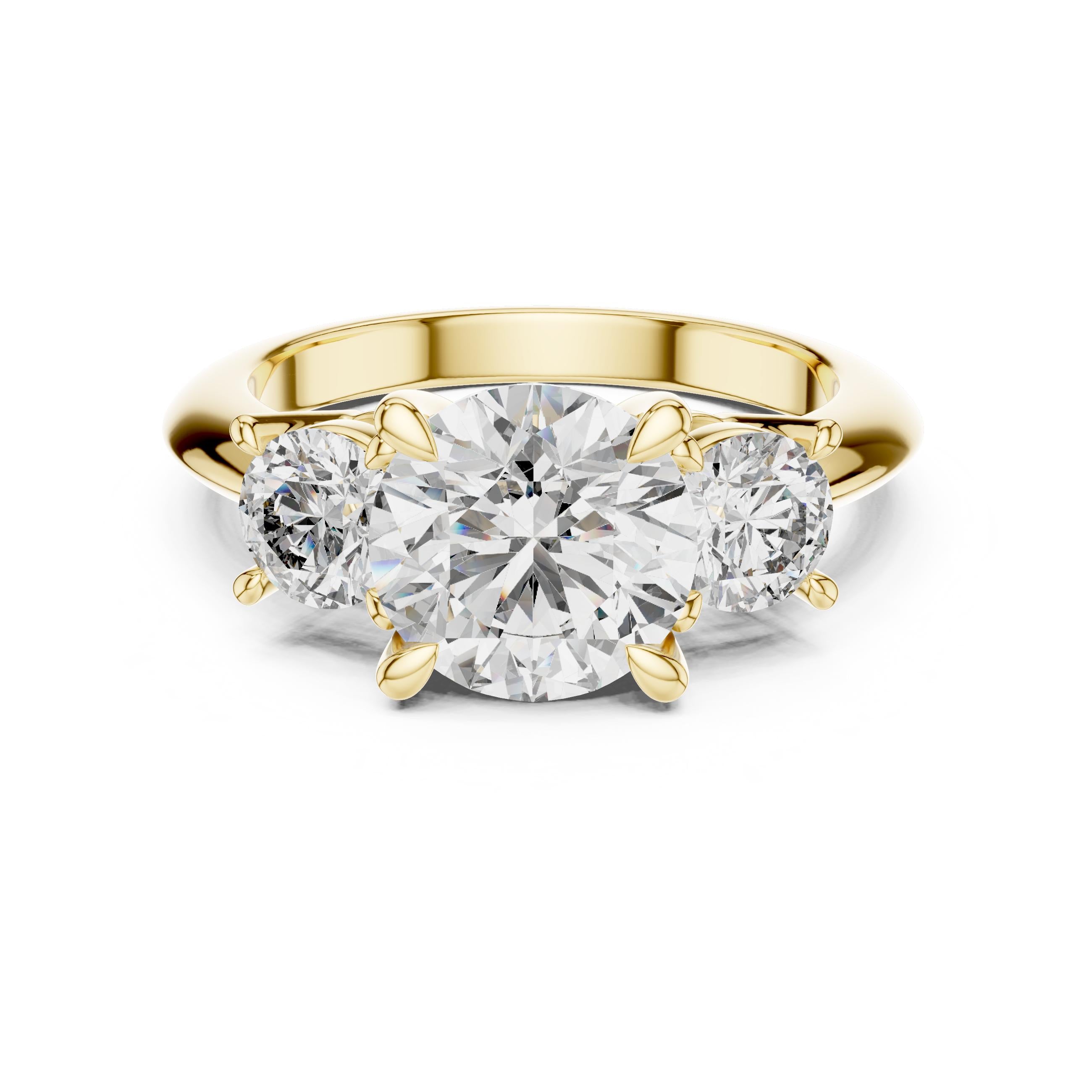 Round 3.50tcw Lab Diamond Three Stone Engagement Ring | IGI Certified D-E-F VVS-VS