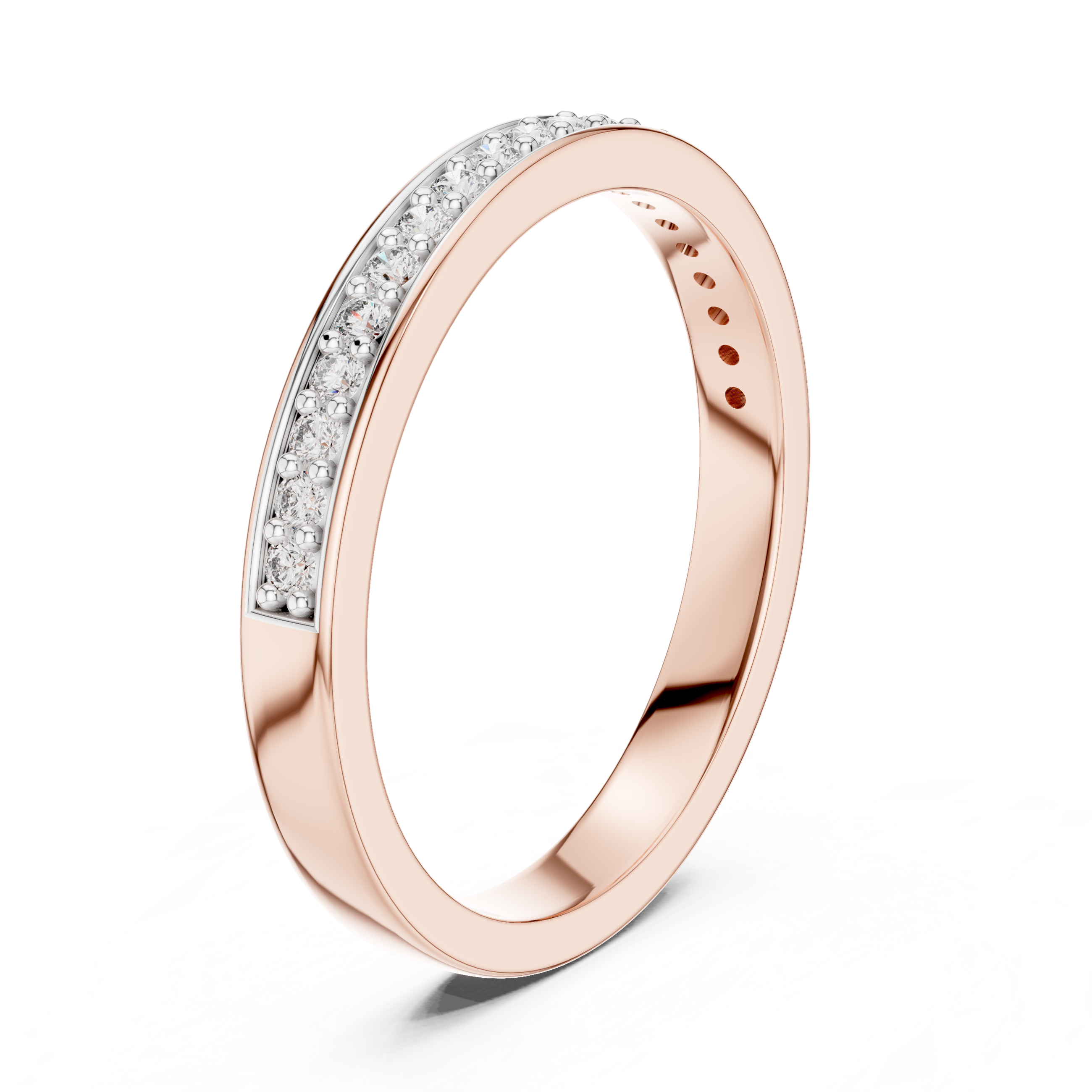 ROUND Lab Diamond Pave Half  Eternity Engagement  Band