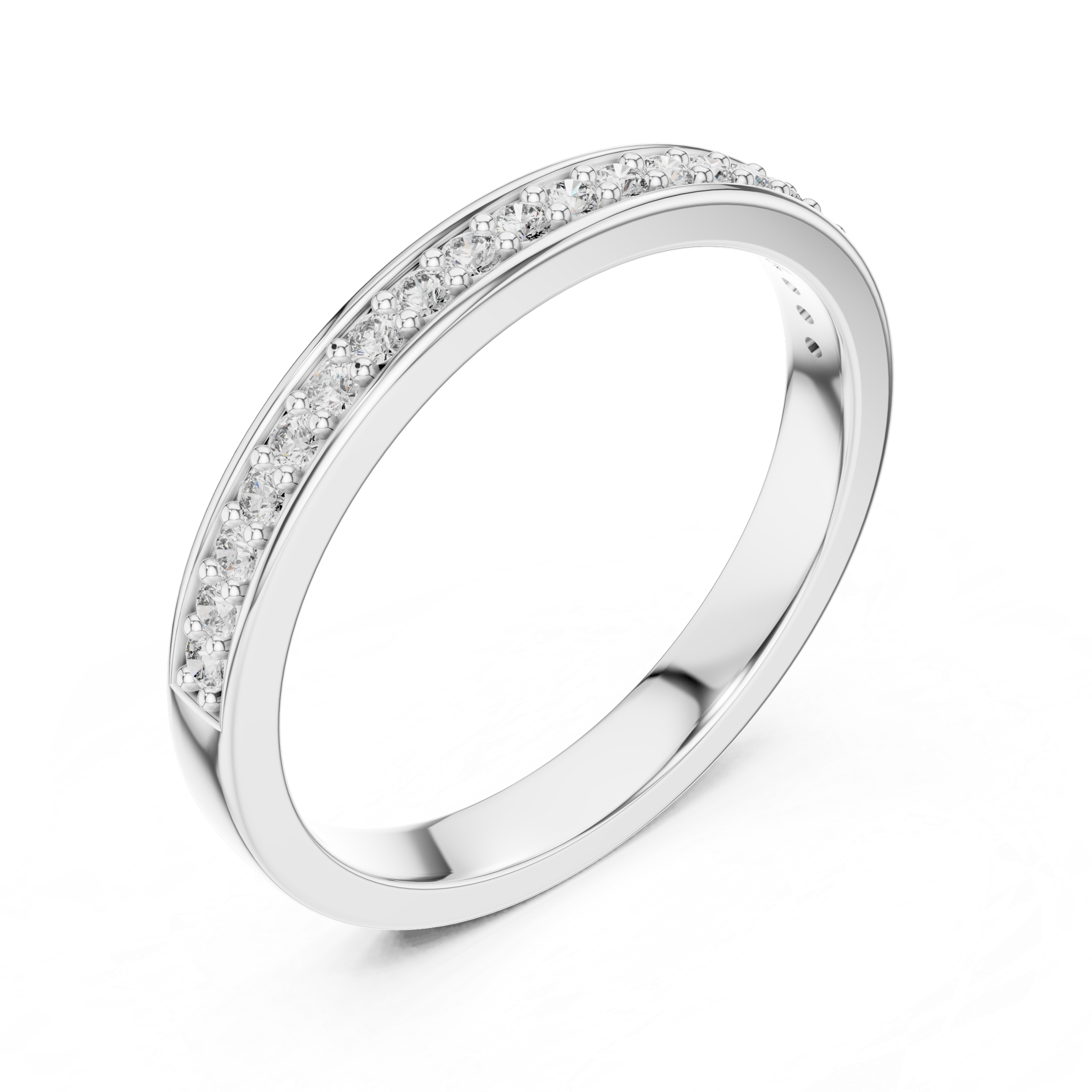 ROUND Lab Diamond Pave Half  Eternity Engagement  Band