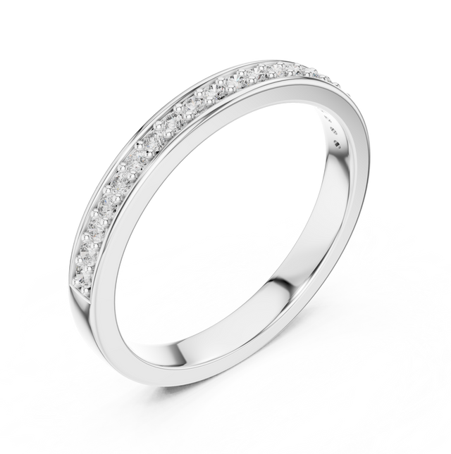 ROUND Lab Diamond Pave Half  Eternity Engagement  Band