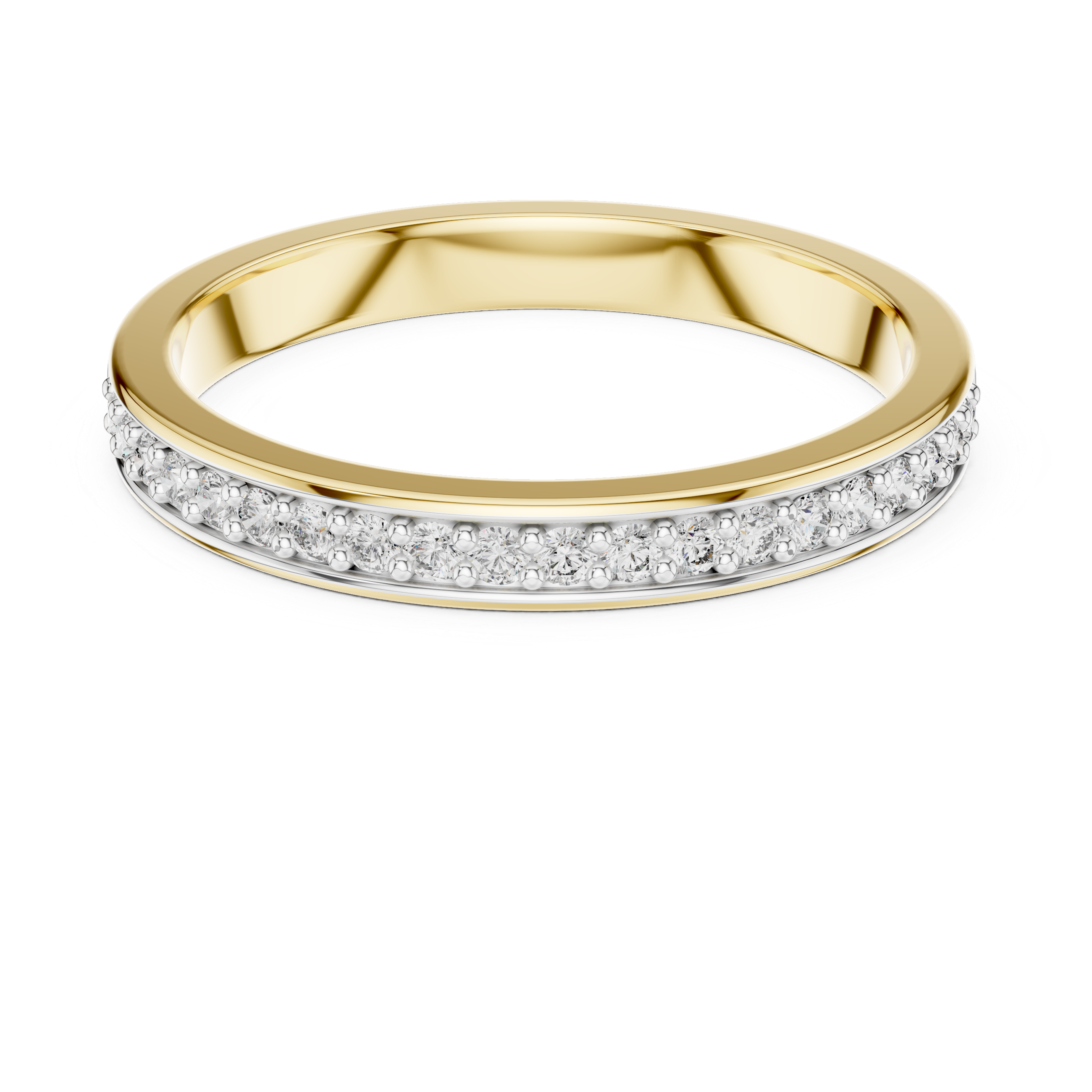 ROUND Lab Diamond Pave Half  Eternity Engagement  Band