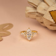 2.30ct Marquise Lab Diamond Side Stone Engagement Ring | D-E-F, VVS-VS|  IGI Certified | Custom Gold |