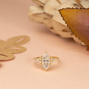 2.30ct Marquise Lab Diamond Side Stone Engagement Ring | D-E-F, VVS-VS|  IGI Certified | Custom Gold |