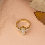 2.30ct Marquise Lab Diamond Side Stone Engagement Ring | D-E-F, VVS-VS|  IGI Certified | Custom Gold |