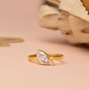 Pear cut Moissanite Toi Et Moi Engagement Ring, Double Stone Promise Ring, Two-Stone Birthstone Statement Ring Gift, Solid Gold Ring