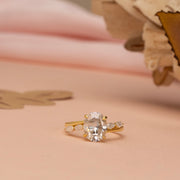 2.50ct Oval Shape Moissanite Diamond Ring, Side Pear Cut Moissanite, Wedding Anniversary Ring, Promise Ring.