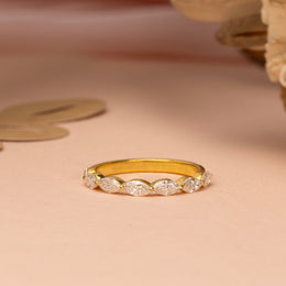 Marquise Moissanite Diamond Engagement Band, Half Eternity Delicate Matching Band, East To West Wedding Band