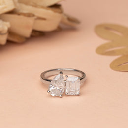 3.50CT Emerald and Pear Moissanite Toi Et Moi Engagement Ring, Two Stone Moissanite Wedding Ring for Her, Anniversary Gifts For Her.