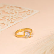 Pear cut Moissanite Toi Et Moi Engagement Ring, Double Stone Promise Ring, Two-Stone Birthstone Statement Ring Gift, Solid Gold Ring