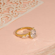 2.50ct Oval Shape Moissanite Diamond Ring, Side Pear Cut Moissanite, Wedding Anniversary Ring, Promise Ring.