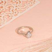 Timeless Two Tone Bezel Set Ring, 1CT Pear Rose Cut White Moissanite Engagement Ring,  14k Yellow Gold Pear Shaped Ring ,Solitaire Wedding Ring, Propose Ring for Her