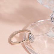 Timeless Two Tone Bezel Set Ring, 1CT Pear Rose Cut White Moissanite Engagement Ring,  14k Yellow Gold Pear Shaped Ring ,Solitaire Wedding Ring, Propose Ring for Her