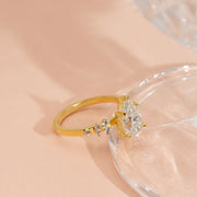 2.16 CT Pear Moissanite Engagement Ring,  Tear Drop Moissanite Ring, 14K Gold Pave Setting, Solitaire Promise Wedding Ring