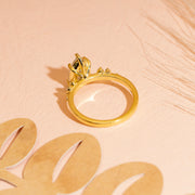 2.16 CT Pear Moissanite Engagement Ring,  Tear Drop Moissanite Ring, 14K Gold Pave Setting, Solitaire Promise Wedding Ring