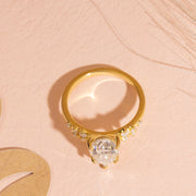 2.16 CT Pear Moissanite Engagement Ring,  Tear Drop Moissanite Ring, 14K Gold Pave Setting, Solitaire Promise Wedding Ring