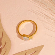 Pear cut Moissanite Toi Et Moi Engagement Ring, Double Stone Promise Ring, Two-Stone Birthstone Statement Ring Gift, Solid Gold Ring