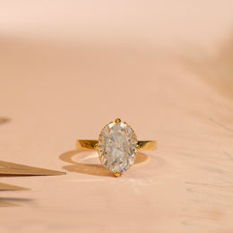 3.63tct Oval Moissanite Diamond Engagement Ring With Hidden Halo In Yellow Gold, Moissanite Ring For Women , A Perfect Gift For Her.
