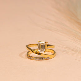3.77tct Cushion Square Lab Diamond Baguette Accents Engagement Ring | IGI Certified | Custom Gold |