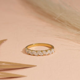 Half Eternity Marquise Moissanite Diamond Band, Marquise Minimal wedding band Bridal Matching Stackable band.
