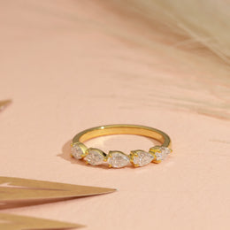 Pear Moissanite Diamond Wedding Band, Half  Eternity Diamond Ring, Wedding Anniversary Gift For Her.