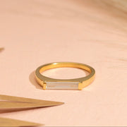 0.70ct Baguette Lab Grown Diamond Minimal  Engagement Ring | E-F Color | Custom Gold |