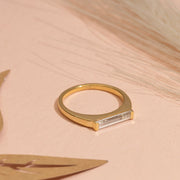1.00ct Baguette Lab Grown Diamond Minimal  Engagement Ring | E-F Color | Custom Gold |