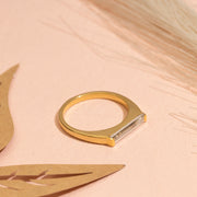0.70ct Baguette Lab Grown Diamond Minimal  Engagement Ring | E-F Color | Custom Gold |