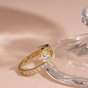 1.15tct Pear Lab Diamond Modern pave Bypass Engagement Ring | IGI Certified | Custom Gold |