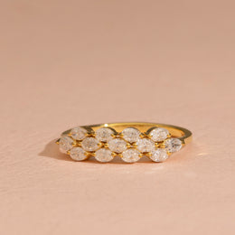 0.60twt Oval Lab Grown Diamond Half Eternity Modern Cluster Crown Band, E-F Color| VS Clarity| IGI|