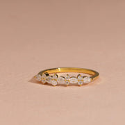 Oval Moissanite Diamond Wedding Band, Alternating Diamond Wedding Band, Half Eternity Band, Anniversary Gift Band