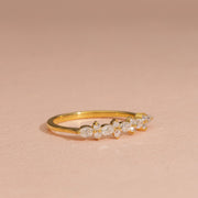 Oval Moissanite Diamond Wedding Band, Alternating Diamond Wedding Band, Half Eternity Band, Anniversary Gift Band