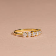 Heart Lab Grown Diamond Half Eternity Band, E-F Color| VS Clarity| IGI|