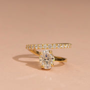 2.45tct Oval Lab Diamond Modern pave Bypass Engagement Ring | IGI Certified | Custom Gold |
