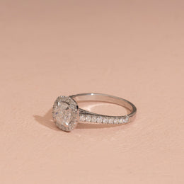 1.35tct Cushion Moissanite Diamond Halo Engagement Ring,  White Gold Moissanite Ring For Her.