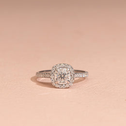 1.35tct Cushion Lab Diamond Halo Engagement Ring | IGI Certified | Customise Youre Name Latter in Ring |in |