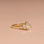 Pear Moissanite Diamond Toi Et Moi Engagement Ring, Tilted Pear Ring, Solid Gold Anniversary Ring, You & Me Ring