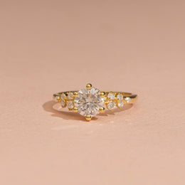 1.66tct Round Lab Diamond Cluster Accents Engagement Ring | IGI Certified | Custom Gold |