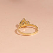 Pear Moissanite Diamond Toi Et Moi Engagement Ring, Tilted Pear Ring, Solid Gold Anniversary Ring, You & Me Ring