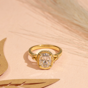 3.00 CT Cushion Moissanite Diamond Engagement Ring, Split Shank Hidden Halo Moissanite Diamond Ring