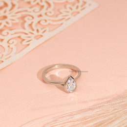 1ct Pear Lab Diamond Cathedral Bezel Engagement Ring | IGI Certified | D-E-F VVS–VS | Custom Gold