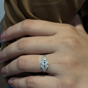 0.65tcw Pear and Marquise Moissanite  Diamond Ring, Nature Inspired Moissanite Ring, Proposal Gift For Her