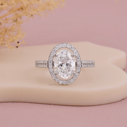 3.10 CT Oval Moissanite Diamond Engagement Ring, Double Shank Band Ring, Anniversary Gift For Her
