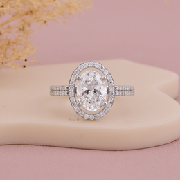 3.10 CT Oval Moissanite Diamond Engagement Ring, Double Shank Band Ring, Anniversary Gift For Her