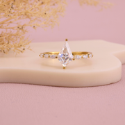 1.00tcw Kite Cut Moissanite  Diamond Engagement Ring, Luxury Diamond Ring