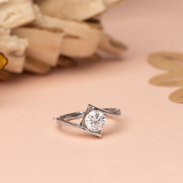 1.00tcw Round Lab Diamond Engagement Ring | Bypass Band | Custom Gold | IGI Certified