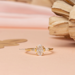 Oval 2.90tcw Lab Diamond Engagement Ring | Ethical 3-Stone | D-E-F, VVS-VS Clarity | IGI | Custom Gold |