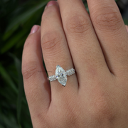 2.00 CT Marquise Moissanite Diamond Engagement Ring, Slim Band Diamond Style Ring.