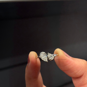 1.20 CT Pear Moissanite Diamond Engagement Ring, Toi Et Moi Style Moissanite Diamond Ring
