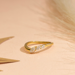 0.50tct Marquise Lab Diamond 3 Stone Engagement Ring | IGI Certified | Custom Gold |